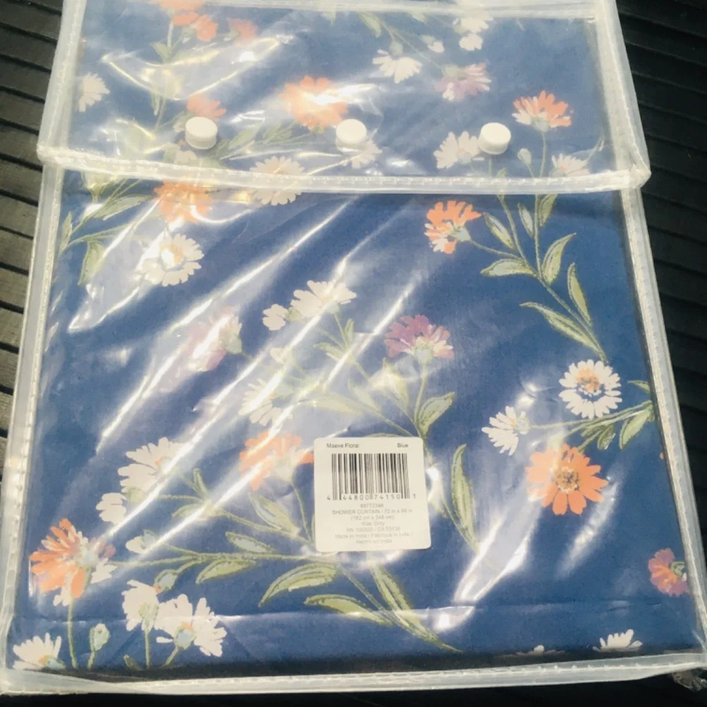 new Wild Sage™ Maeve Floral 72x98 Extra Long Cotton Shower Curtain in Navy Blue